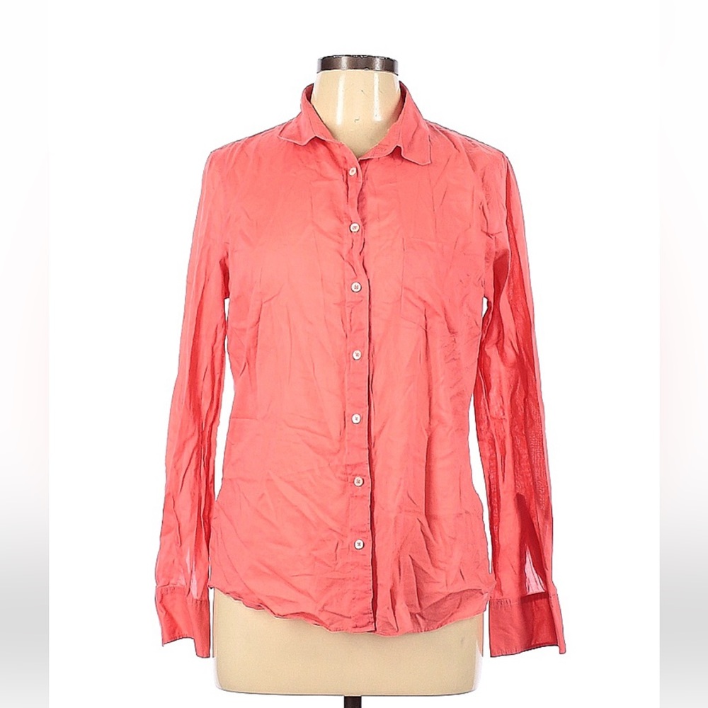 J. CREW The Boyfriend Shirt Size 12 Pink Melon Blouse Button Front